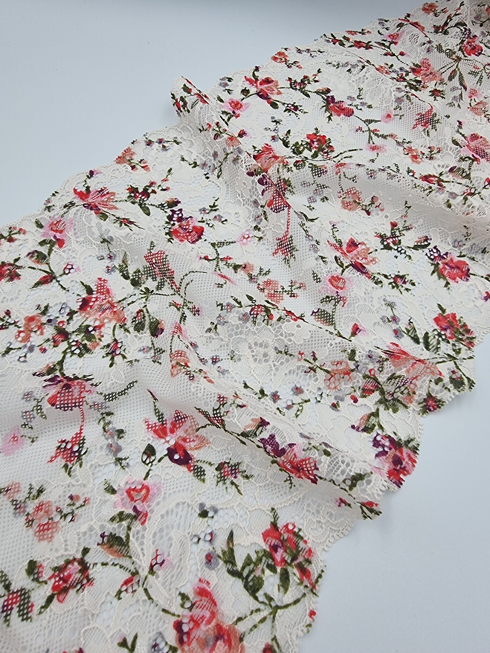 Кружево эластичное серебристый пион/мультиколор К760 (вер.3)