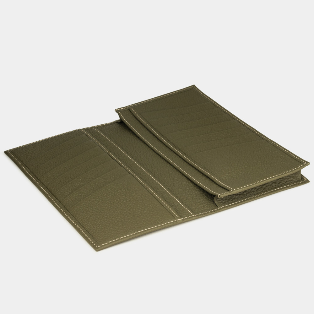 Мужской кожаный кошелек, теленок зеленого цвета