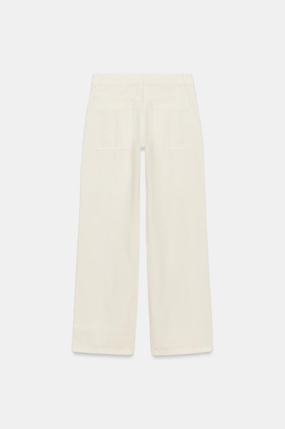 ZARA БРЮКИ STRAIGHT FIT С НИЗКОЙ ПОСАДКОЙ И ЛЮВЕРСАМИ, ЖЕЛТОВАТО-БЕЛЫЙ