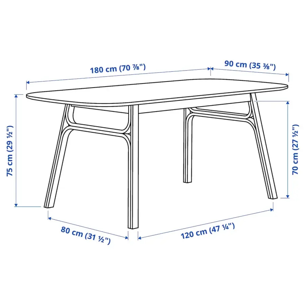 Обеденный набор - VOXLÖV IKEA/ ВОХЛОВО ИКЕА,180х90 см, дерево