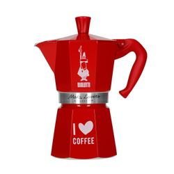 Bialetti Moka Express красная I LOVE COFFEE, на 6 порций