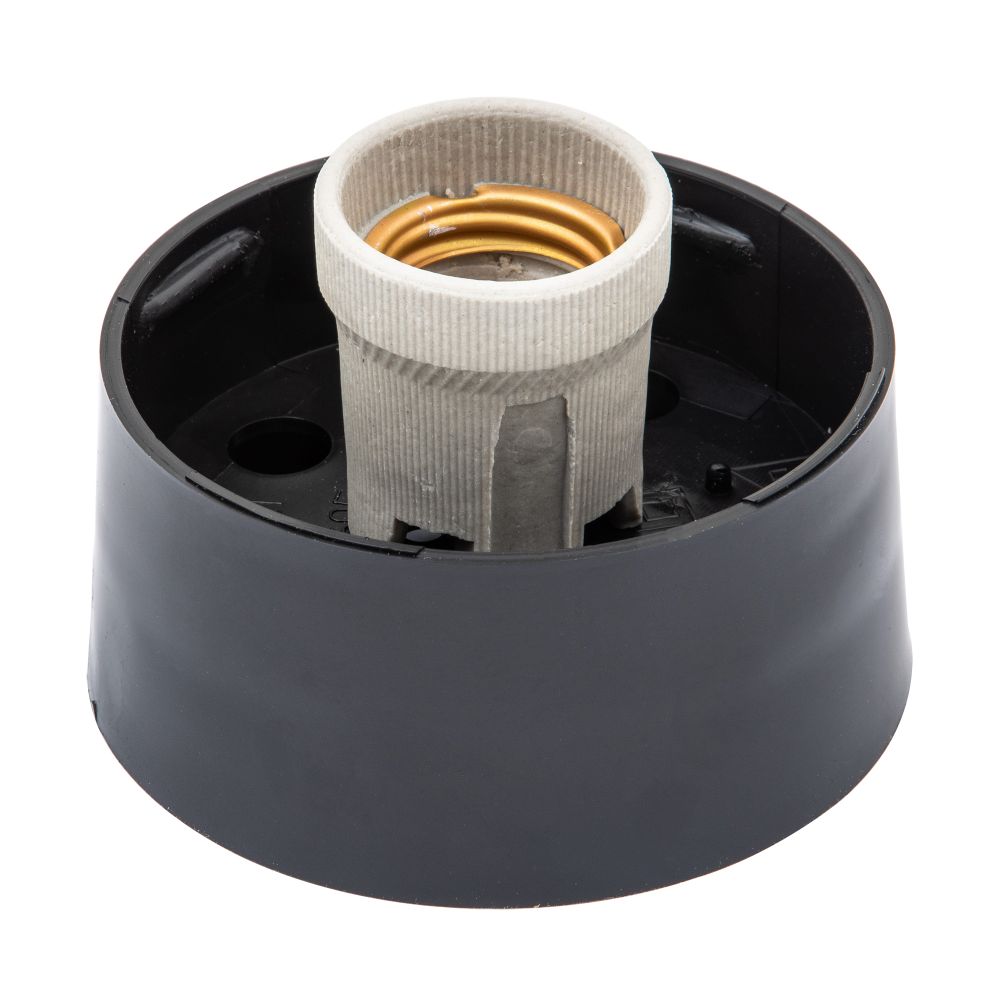 UFP-А01AE BLACK Основание для садово-парковых светильников. Тип соединения с рассеивателем резьбовой. Встроенный патрон Е27. Материал пластик. Цвет черный. Упаковка картон.