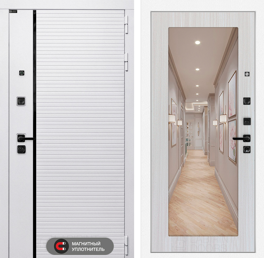 Дверь Входная Лабиринт ROYAL 18 С зеркалом Сандал белый