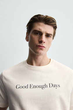 ZARA ФУТБОЛКА С НАДПИСЬЮ, ЭКРЮ