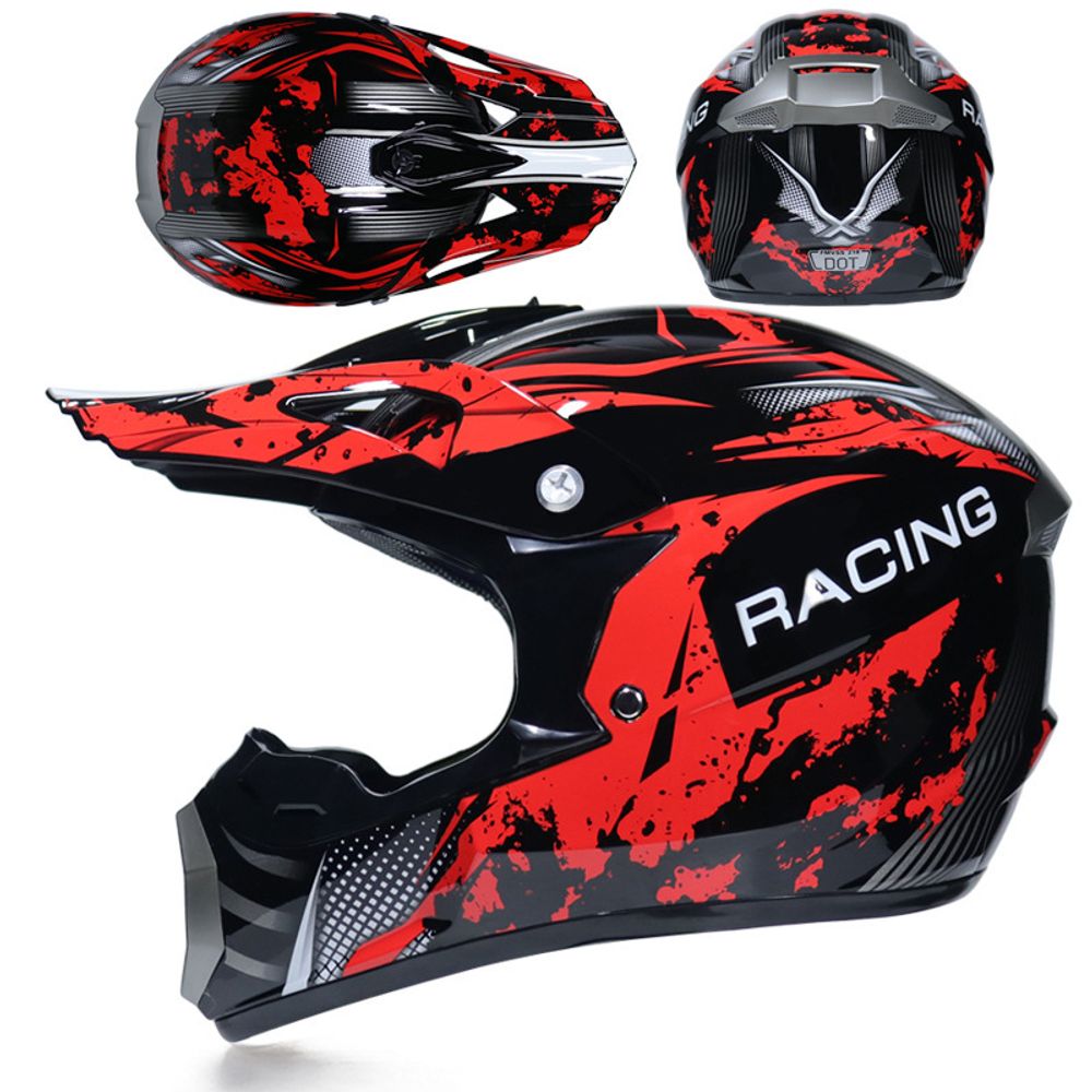 шлем кроссовый Racing чёрно-красный L