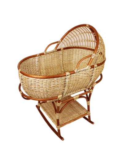 Колыбель плетеная из лозы "на подставке с полкой" Арт.№ 7009
