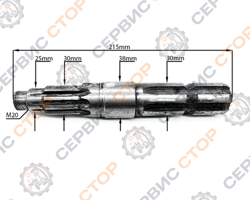 Вал ВОМ 1ц SF244 6*10 шлиц