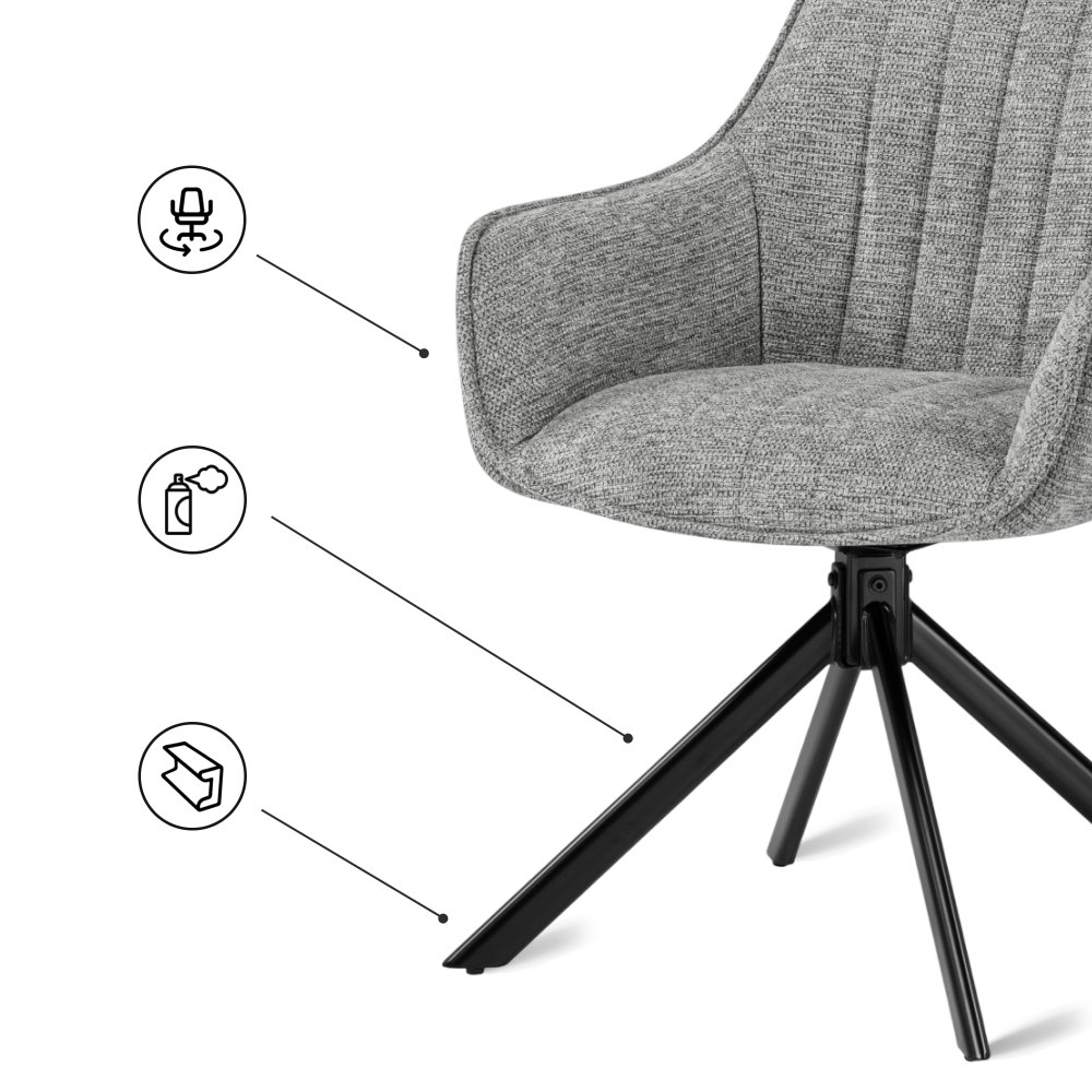 Стул на металлокаркасе Woodville Denever gray, black, ножки черные