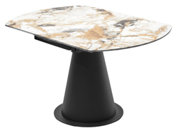 Стол TERAMO 135 GLOSS GRAND JADE SOLID CERAMIC, керамика, поворотн.механизм / Черный каркас, ®DISAUR