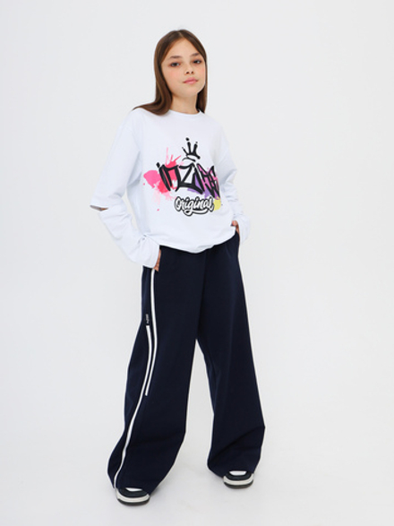 Брюки с лампасом, синие