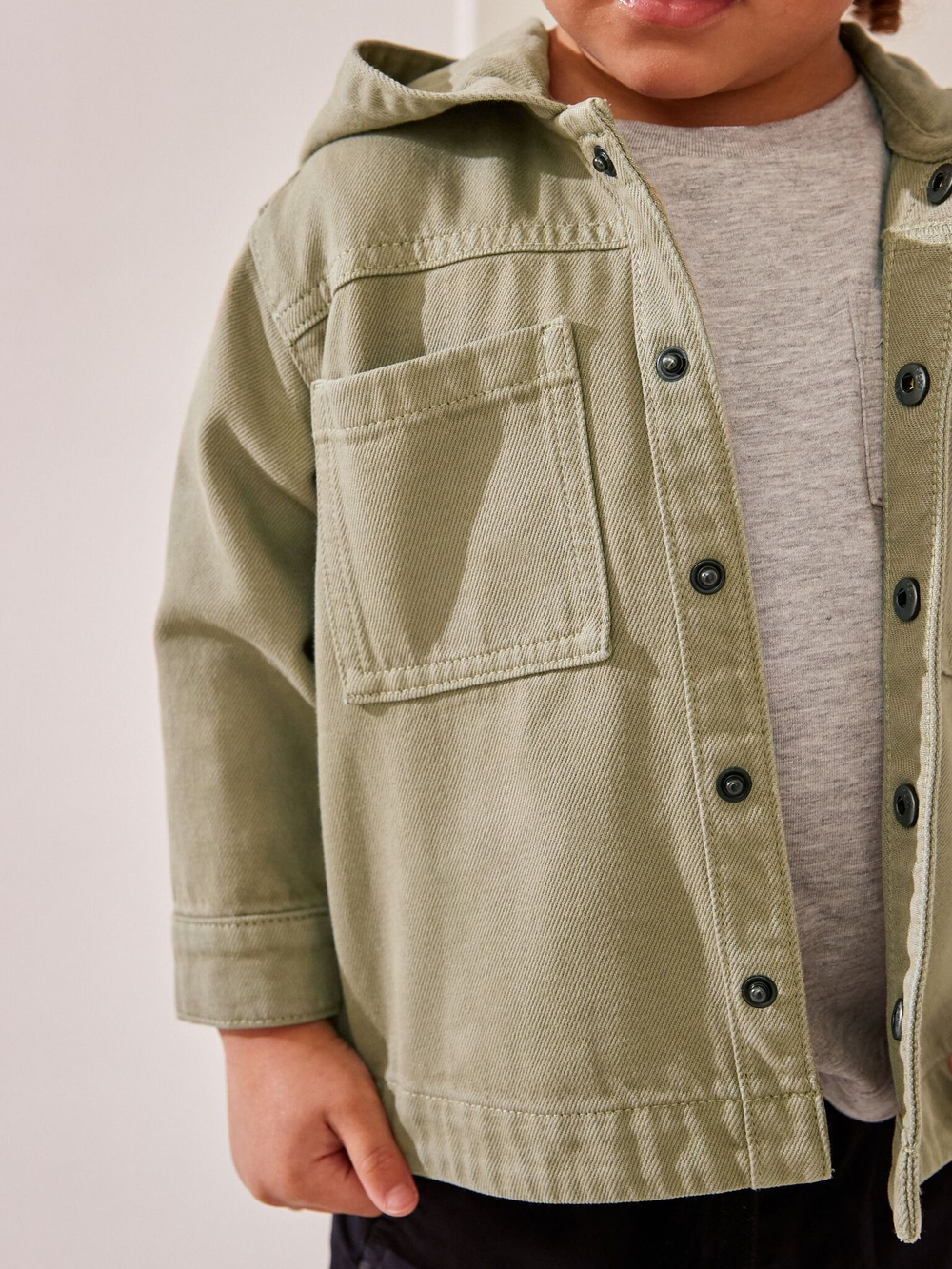 Куртка джинсовая с капюшоном для мальчика Next K83-426, Хаки