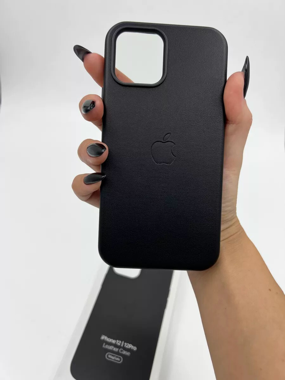 Кожаный чехол Leather Case iPhone 12 / 12 Pro, Black Черный