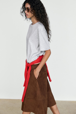 Massimo Dutti Футболка из 100% хлопка с короткими рукавами, серый