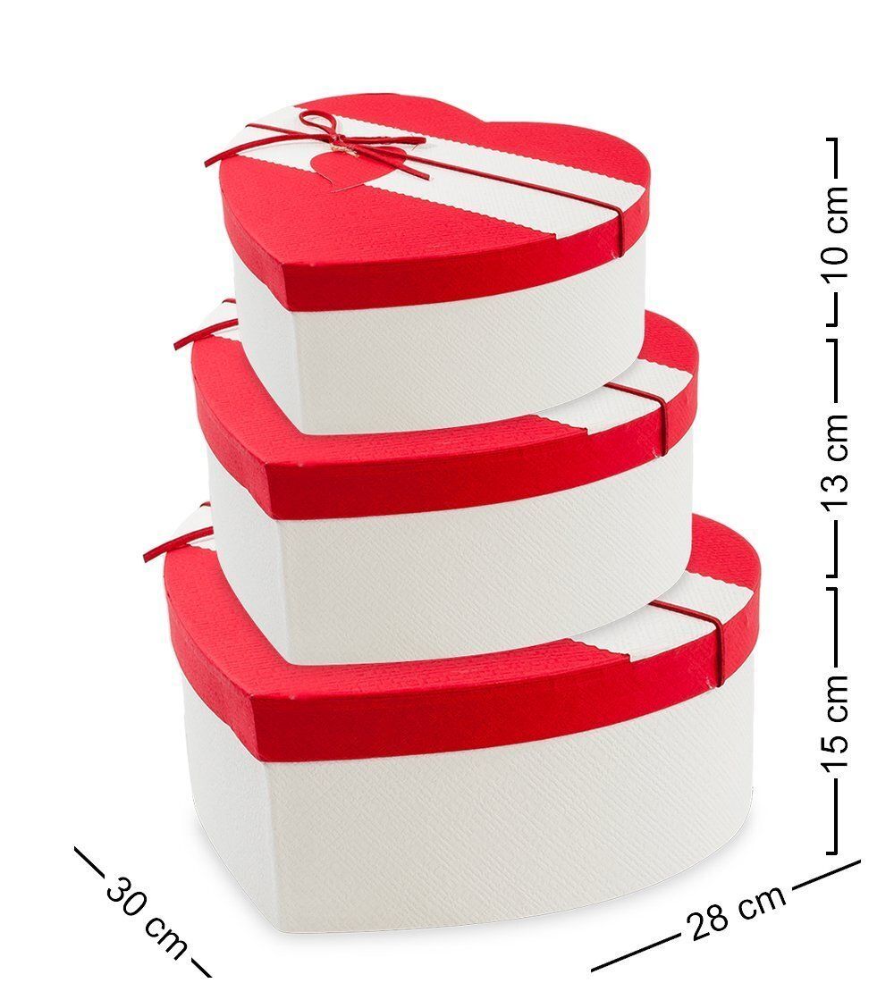 WF-47-A Набор коробок из 3шт «Сердце» цв.бел./красн.