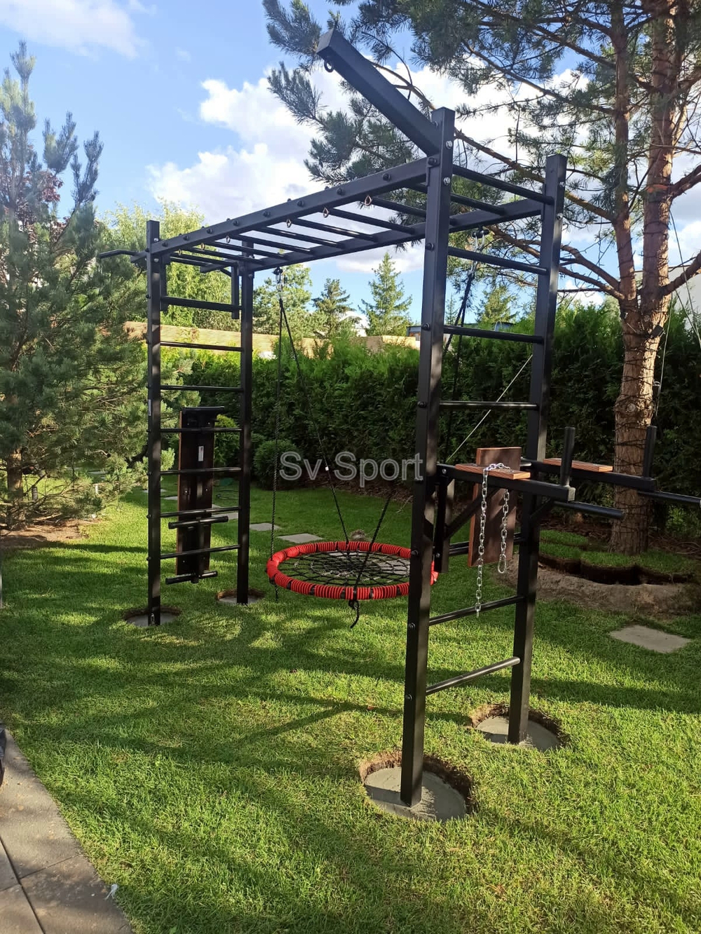 Монтаж уличной шведской стенки Sv Sport Рукоход (4 вертикальных столба)