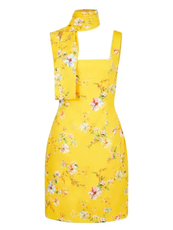 Платье мини с цветочным принтом