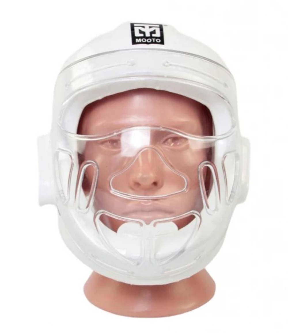 Шлем для тхэквондо MOOTO (с пластиковым забралом), белый