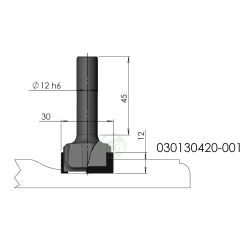 Алмазная фаcадная фреза GT 030130420-001, профиль