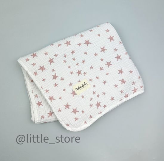 Плед-одеяло из муслина, Розовые звезды