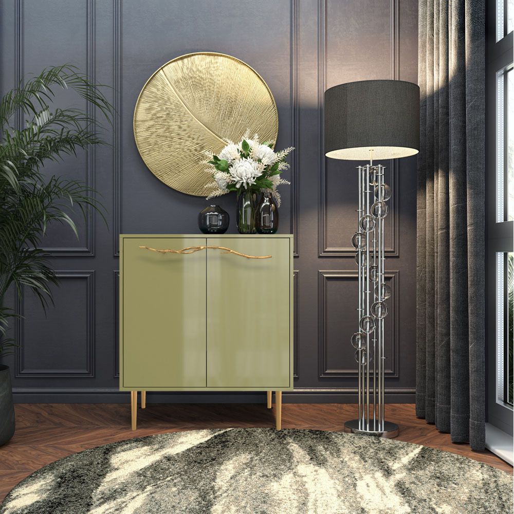 Комод Арт Колор Стайл Голд с 2 полками Зеленая олива