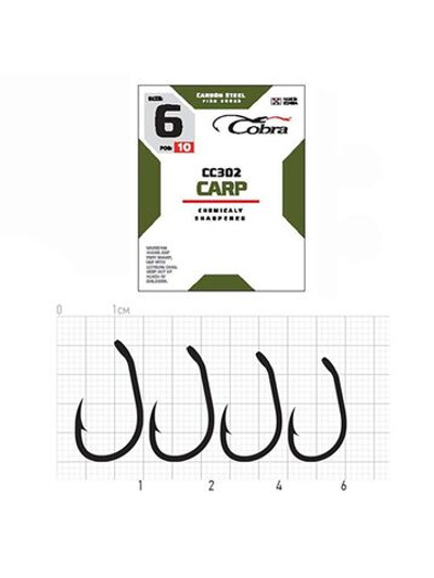 Крючки Cobra CARP MATSUI серии CC302 размер001 (10упк.по 8шт.)