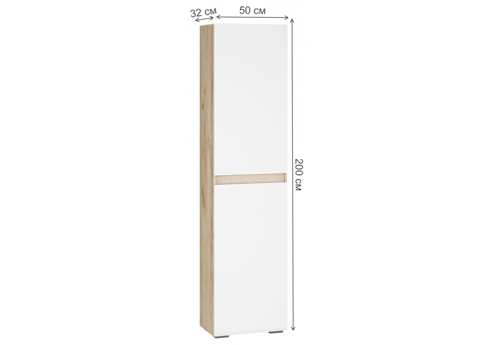 Шкаф Woodville Алетра П-500 дуб крафт серый, глянец белый