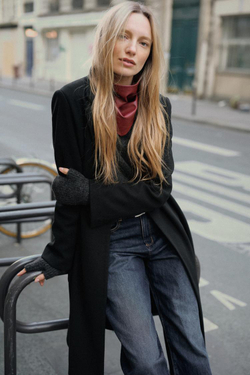 ZARA КОРОТКИЕ ТРИКОТАЖНЫЕ МИТЕНКИ, АНТРАЦИТОВО-СЕРЫЙ