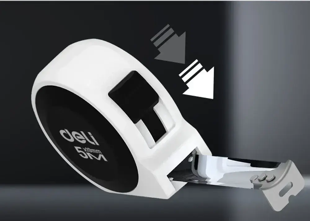 Рулетка "Home Series White" Deli H8005B 5м х 19мм (Эксклюзивный дизайн, подарочная упаковка)