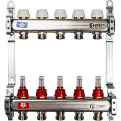 Коллектор STOUT 5 расходомеры нержавеющая сталь 26653