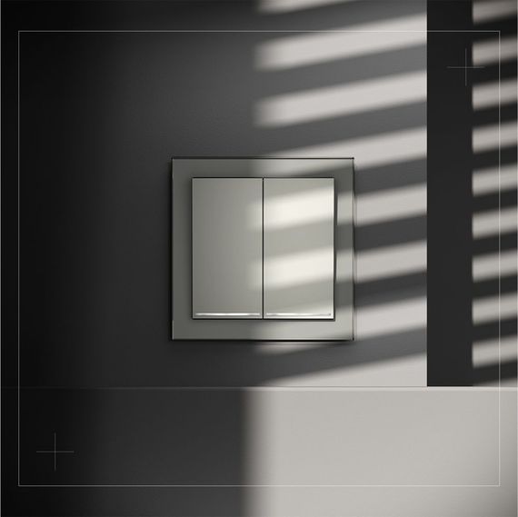 Выключатель встраиваемый Voltum S70 двухклавишный с подсветкой 10А, (сталь) VLS020205