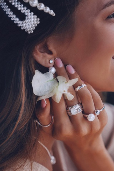 Двойные серьги-трансформеры с жемчугом и белым Цирконом