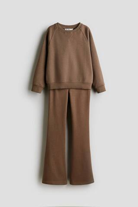 H&M Комплект из толстовки и брюк-джоггеров, коричневый