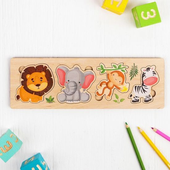 Игра развивающая деревянная "Африканские животные" (30х10см)