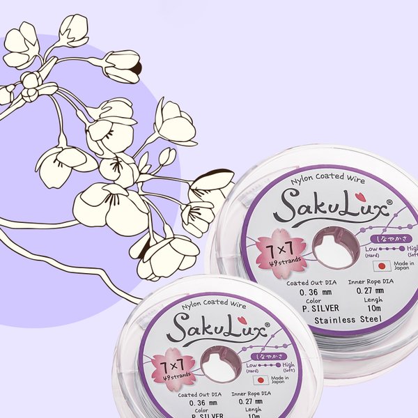 Японский ювелирный тросик SakuLux 7 диаметр 0,45мм, цвет "Сталь"