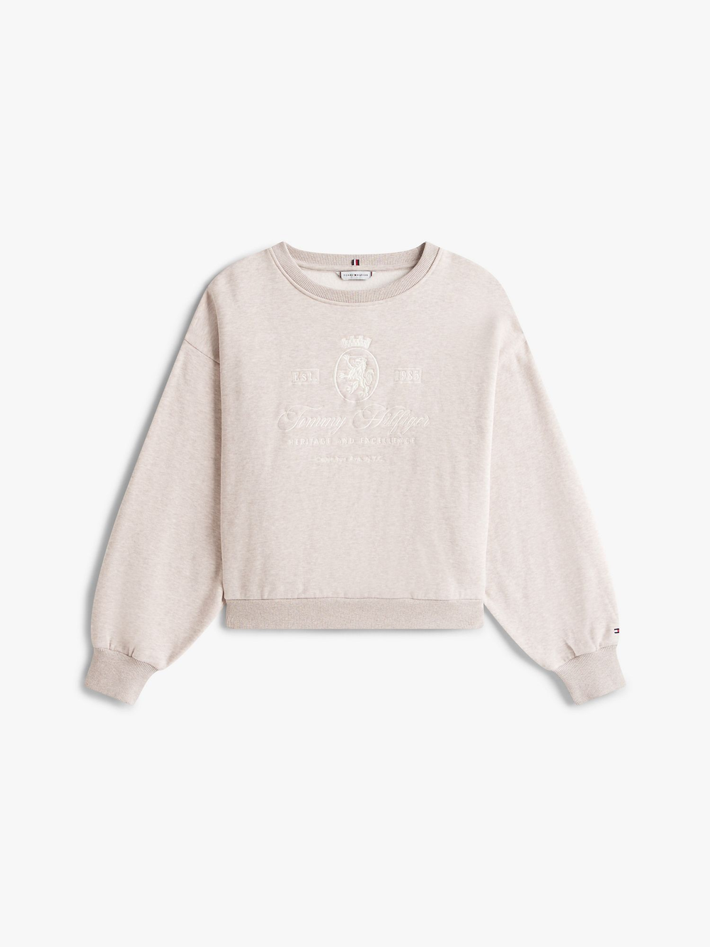 Свитшот Tommy Hilfiger Embroidered Script Crest Logo Sweatshirt Heathered Pebble