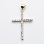 Подвеска Крест, цвет золото, фианиты, размер 30*19 мм + бейл, цена за 1 шт