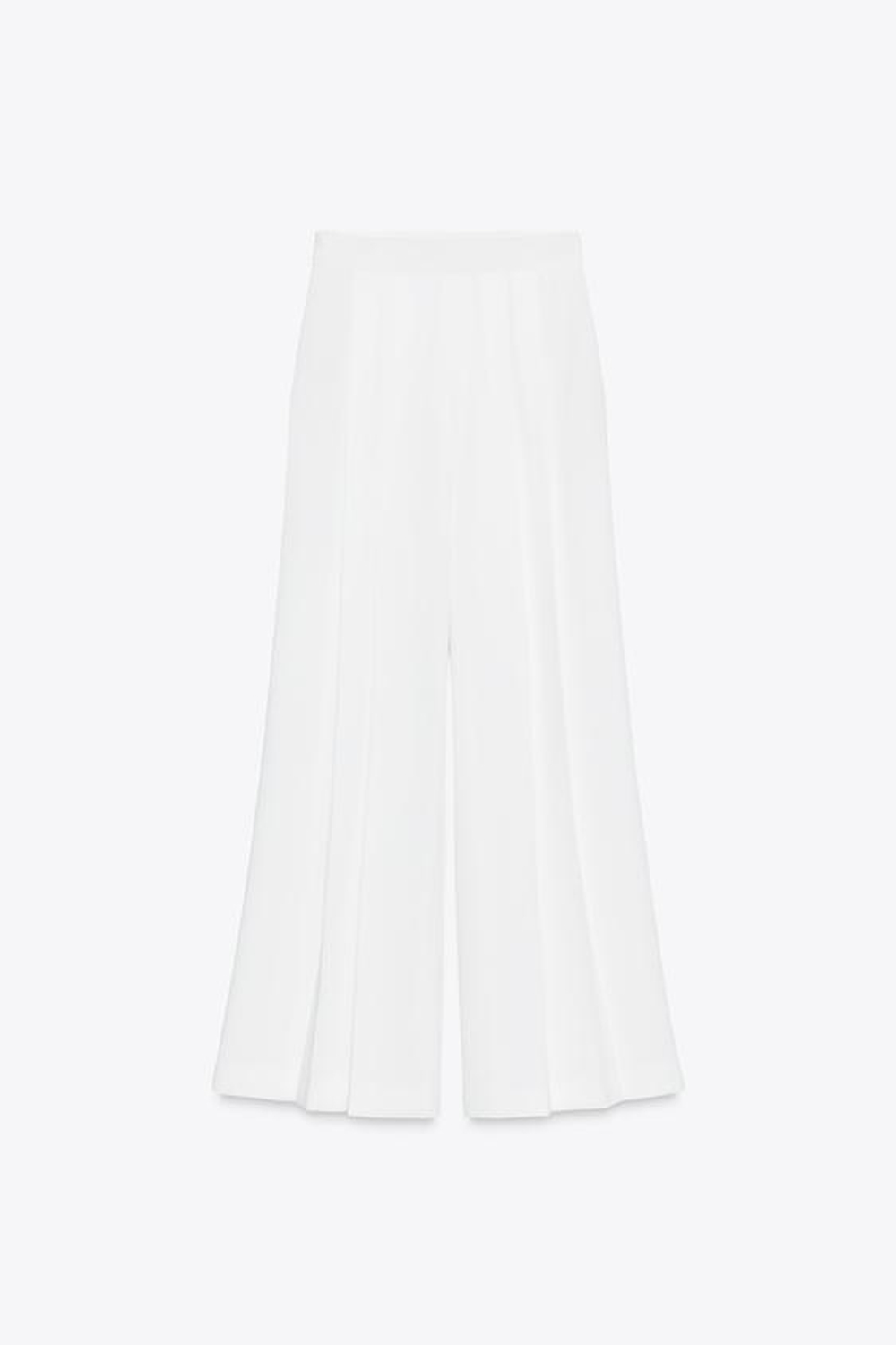 ZARA БРЮКИ ПАЛАЦЦО С ЗАЩИПАМИ, ЖЕЛТОВАТО-БЕЛЫЙ