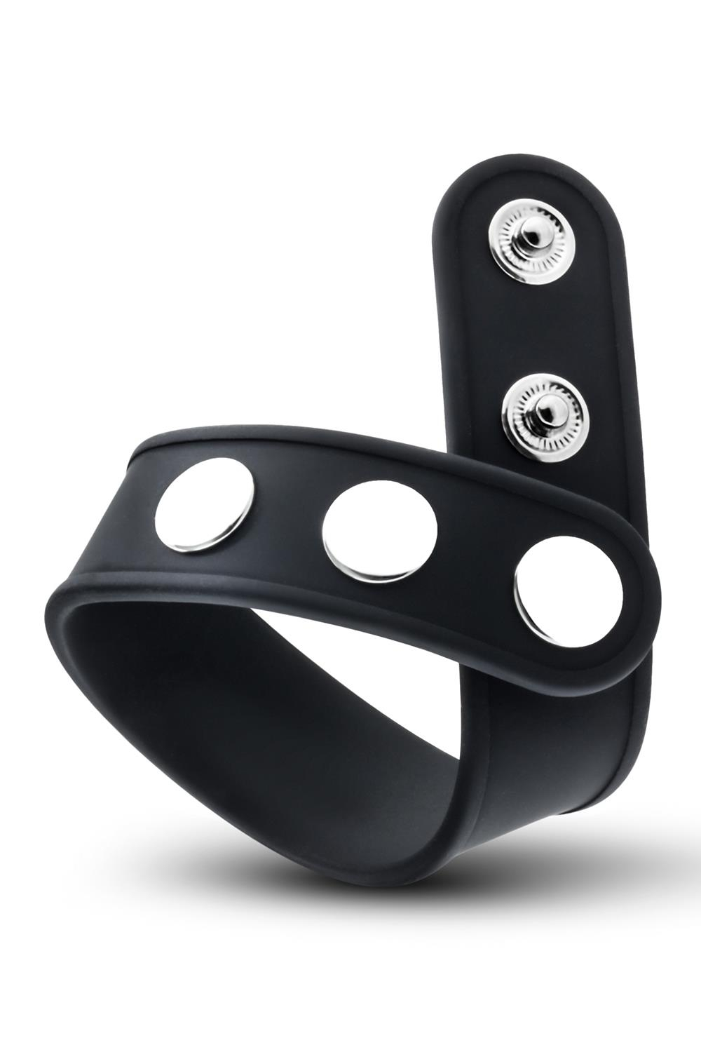 Черное эрекционное кольцо на кнопках (Цвет: черный)