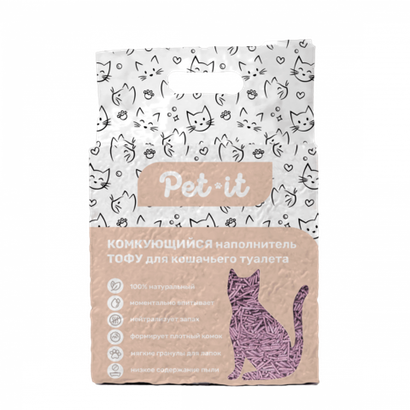 Pet-it комкующийся наполнитель для кошек Тофу Лаванда, 6 л