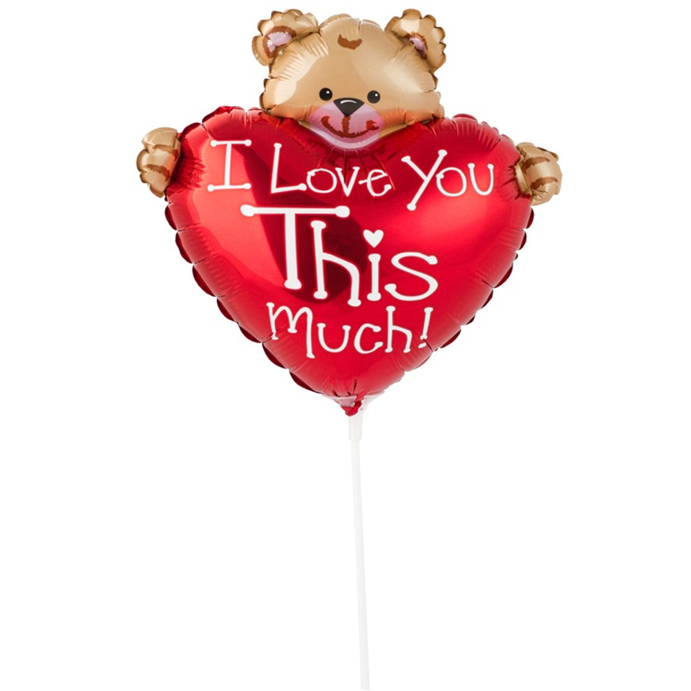 Шар Фольгированный Сердце с мишкой ILY (Красный)
