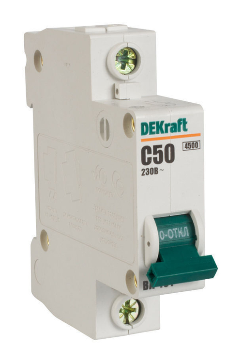 Автоматический выключатель ВА-101 1п 50А 4,5кА DEKraft хар С