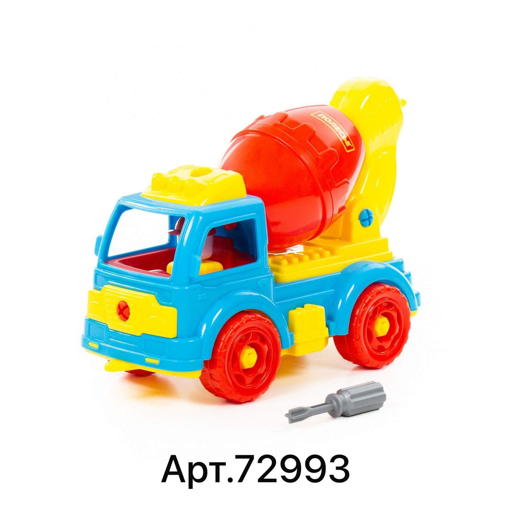 Конструктор-транспорт "Автомобиль-бетоновоз" (29 элементов) (в сеточке)