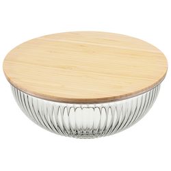 Чаша стеклянная с бамбуковой крышкой Harmy, 3,5 л
