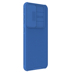 Чехол синего цвета с защитной шторкой для камеры от Nillkin на Samsung Galaxy S24+ Плюс, серия CamShield Pro Case