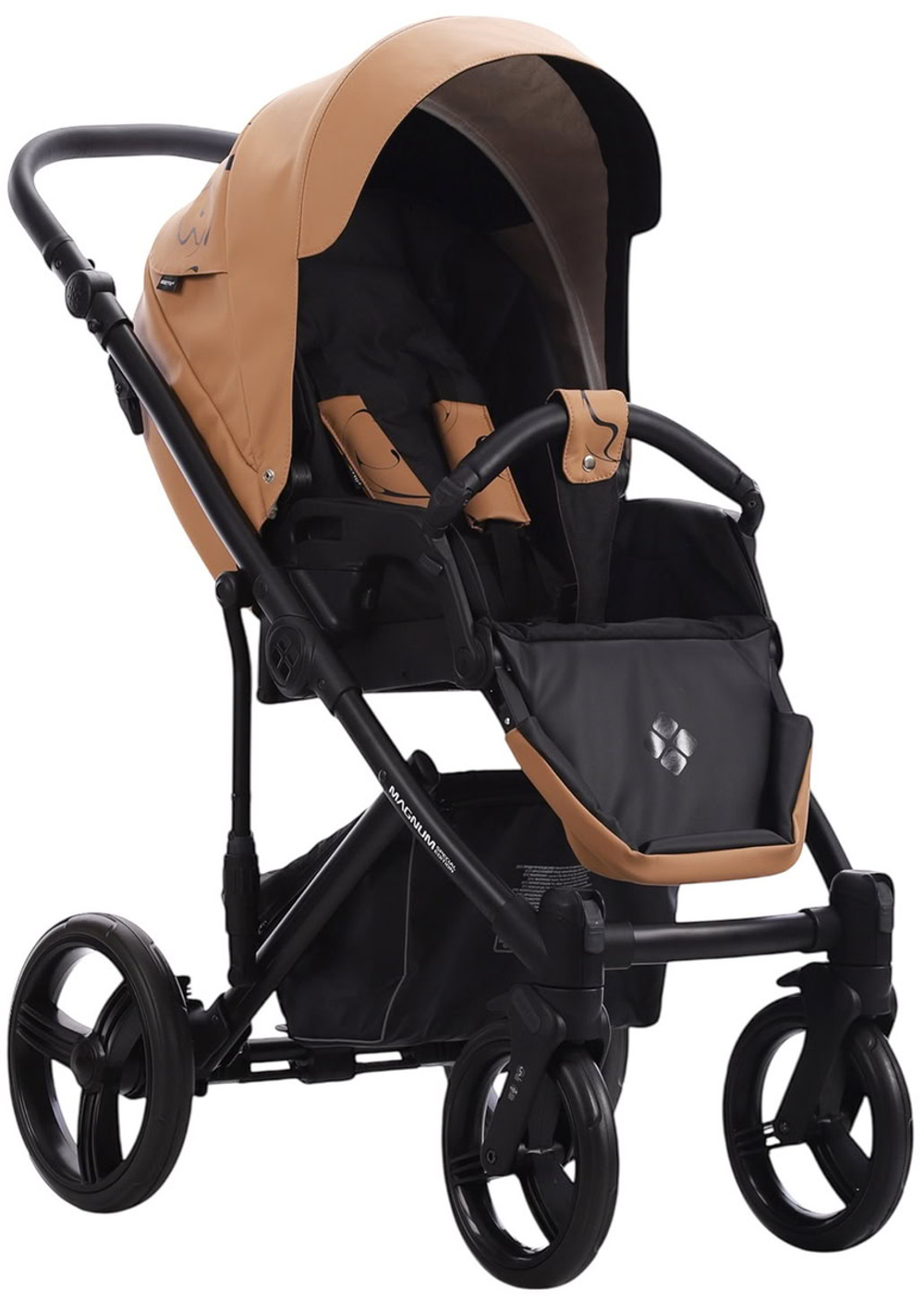 Детская коляска Bebetto Magnum Light SE Pro 2 в 1 04 рыжая кожа черная рама