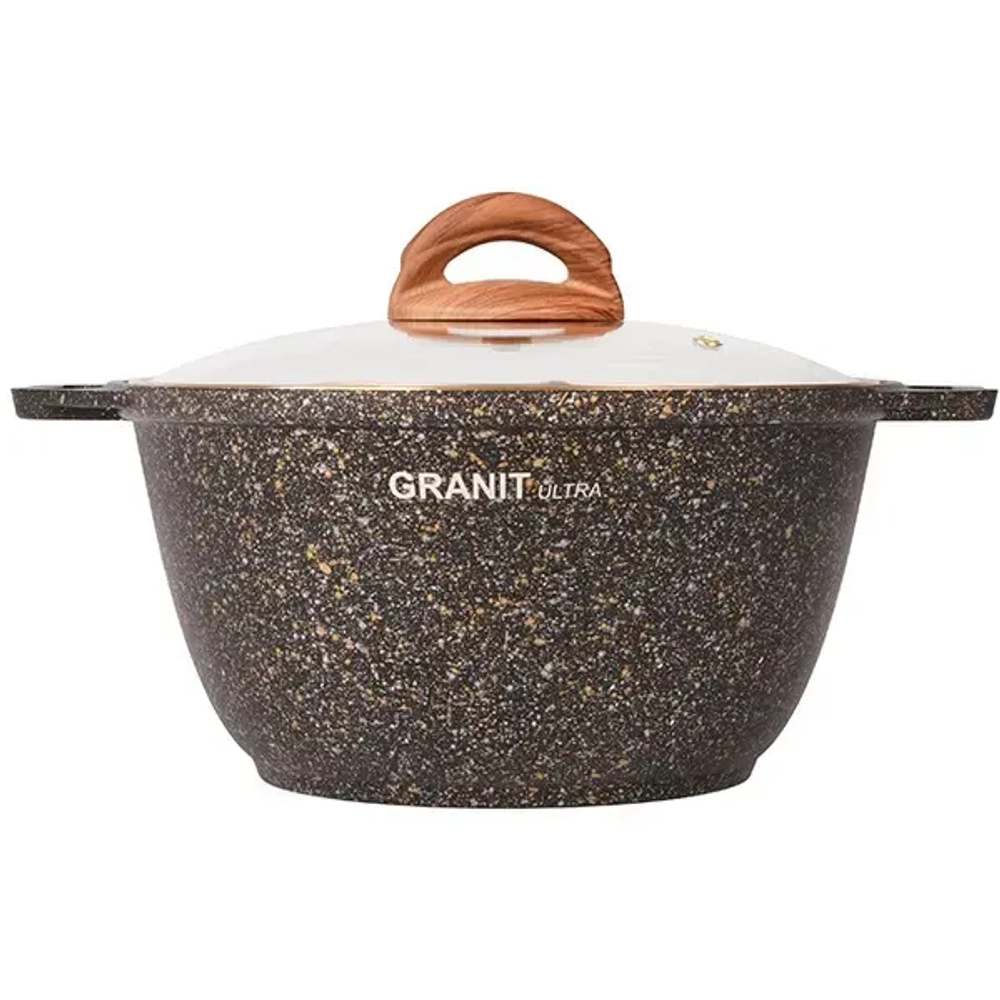 Кастрюля 3л «Granit ultra» (black-gold) со стеклянной крышкой кгбг32а