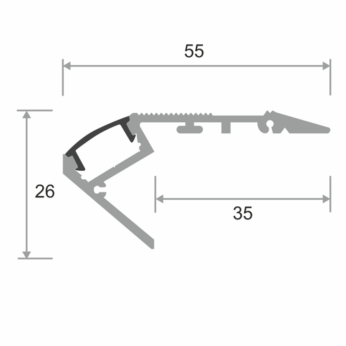Профиль угловой на ступени для светодиодной ленты ПС-5528 2500 мм