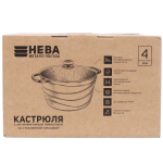 Кастрюля алюминий, антиприг, 4 л, крышка стекло, Каменная, кругл, Нева Металл, Черный гранит, 186640