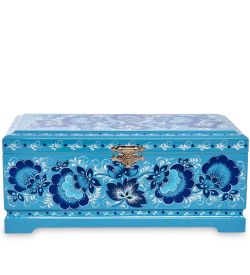 Народные промыслы KH-14/1 Шкатулка для чая на 3 ячейки деревянная 230х100 с хохломской росписью