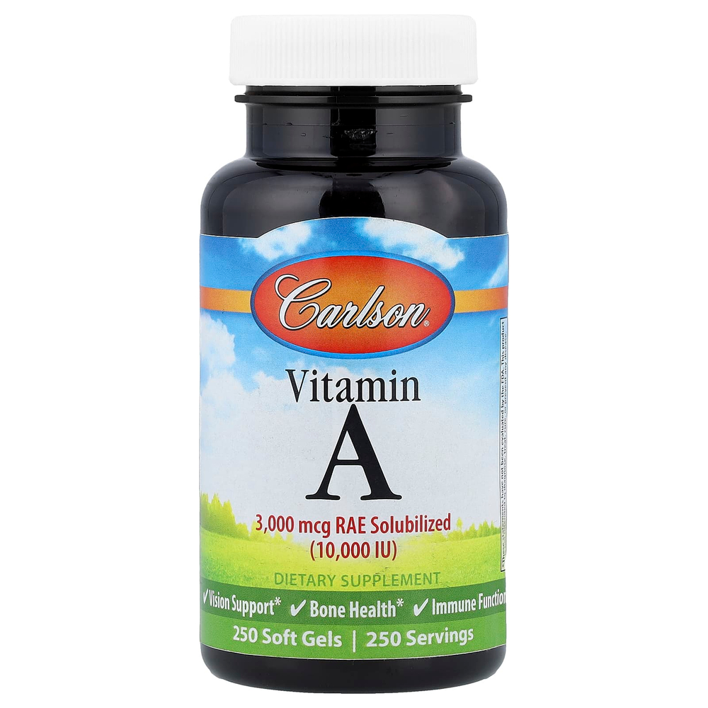 Carlson, витамин A, 3000 мкг RAE (10 000 МЕ), 250 капсул